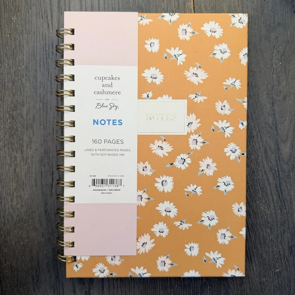 Blue Sky A5 Spiral Notes Notebook 160 Pages Orange Floral Cupcakes And Cashmere